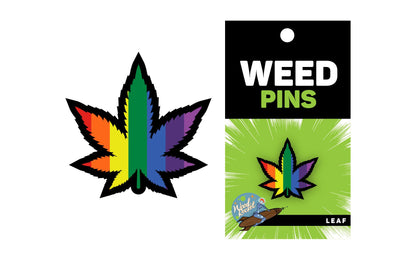 RAINBOW MARIJUANA LEAF PIN (NET)