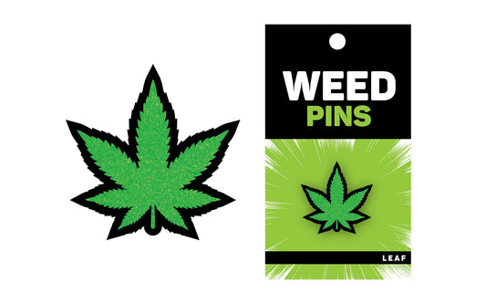 GREEN GLITTER LEAF PIN (NET)