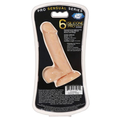 PRO SENSUAL PREMIUM SILICONE DONG W/ 3 C RINGS LIGHT 6 "