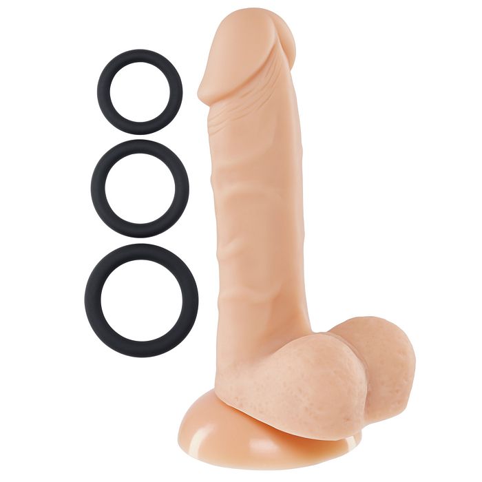 PRO SENSUAL PREMIUM SILICONE DONG W/ 3 C RINGS LIGHT 6 "