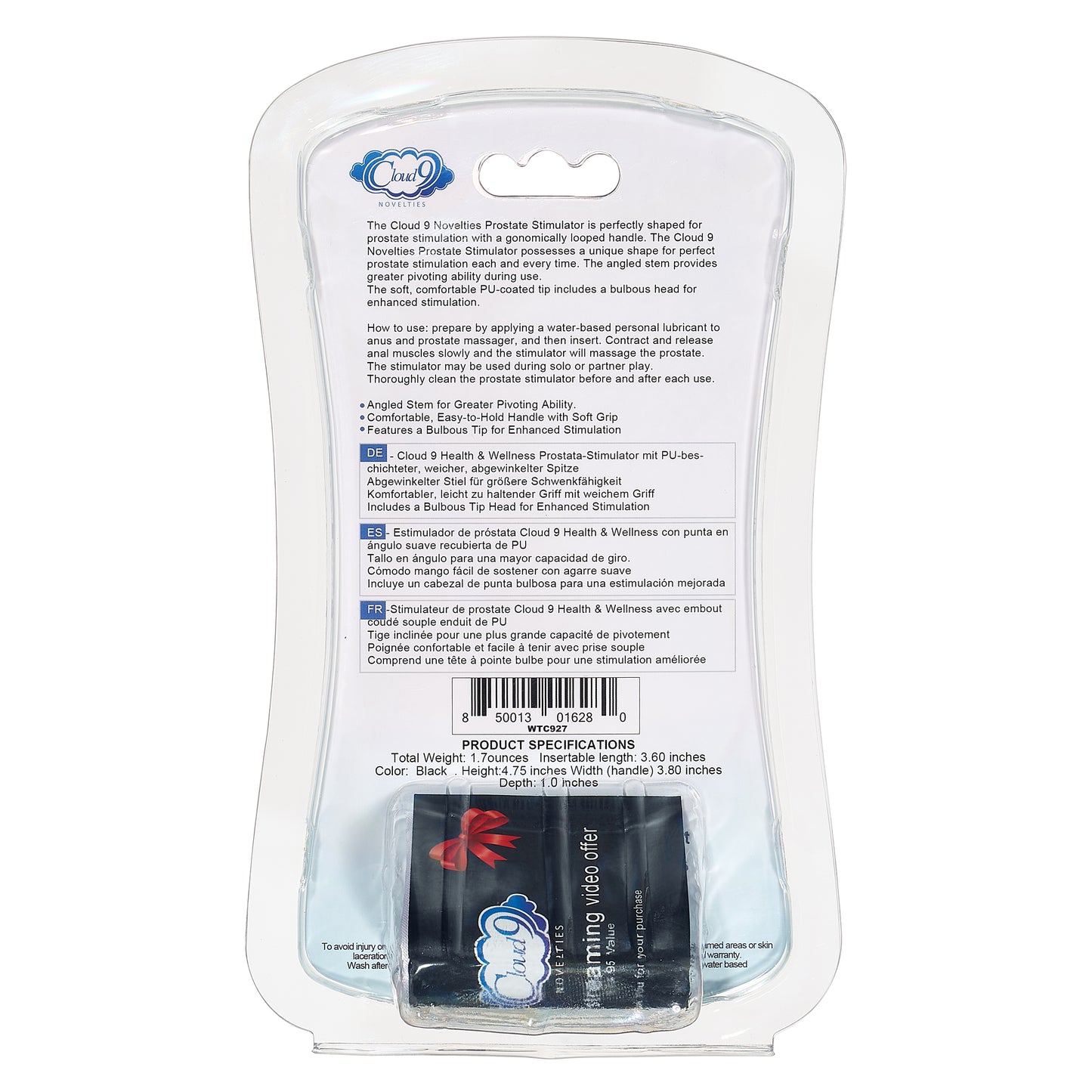 CLOUD 9 HEALTH & WELLNESS PROSTATE STIMULATOR W/FLEXIBLE NECK