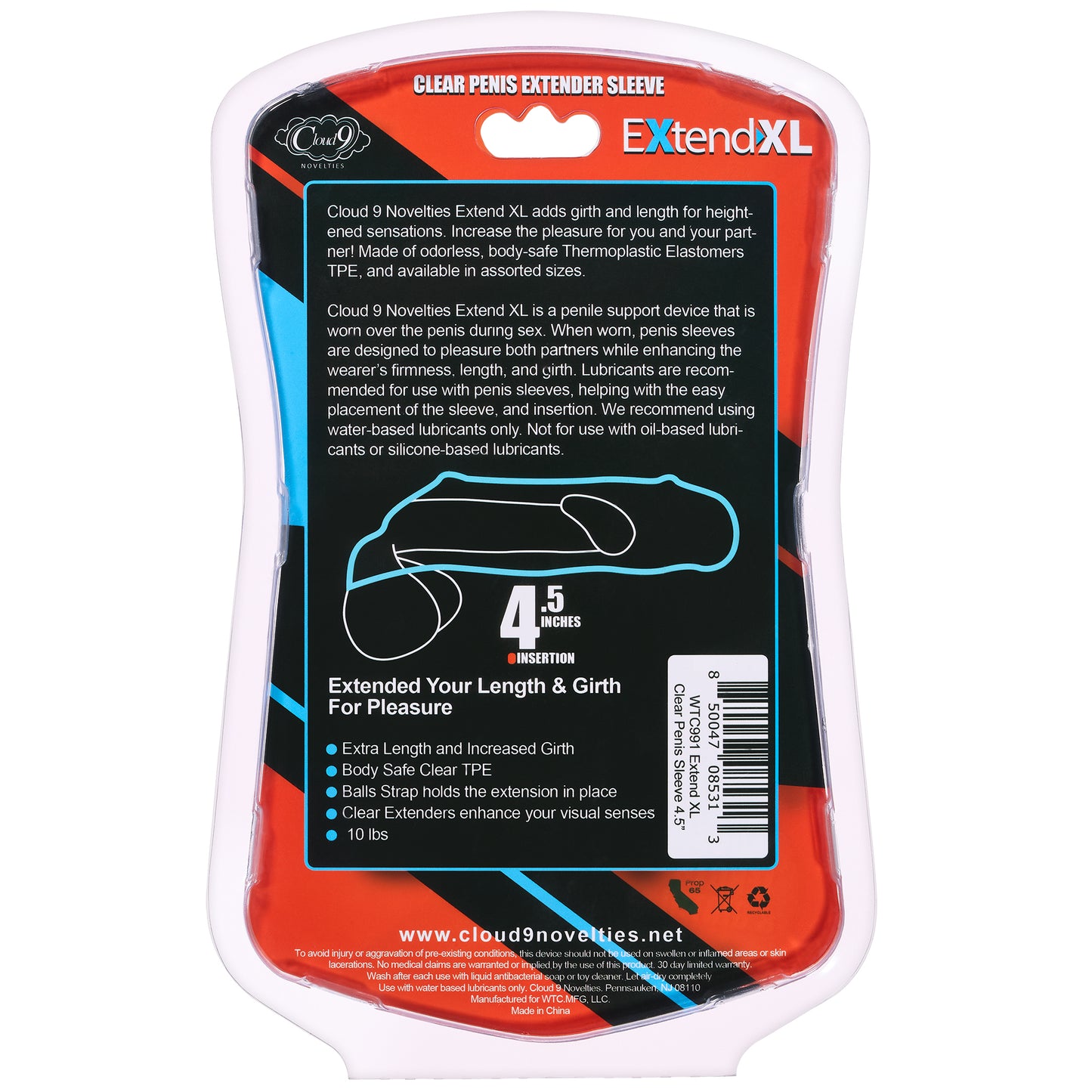 CLOUD 9 PENIS SLEEVE LN0617 4-1/2 "