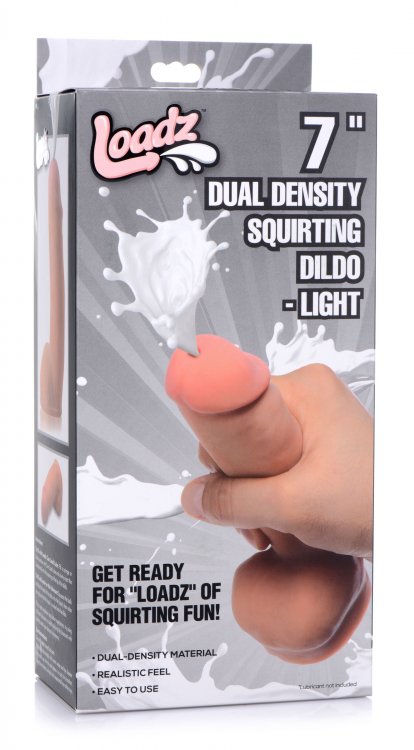 LOADZ 7IN DUAL DENSITY SQUIRTING DILDO LIGHT