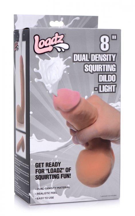 LOADZ 8IN DUAL DENSITY SQUIRTING DILDO LIGHT