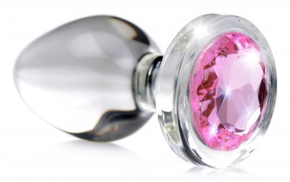 BOOTY SPARKS PINK GEM GLASS ANAL PLUG LARGE