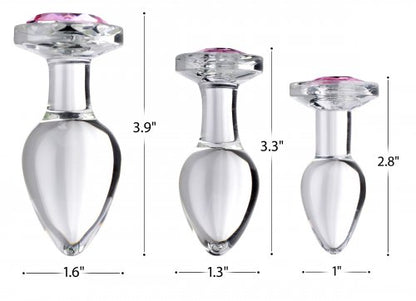 BOOTY SPARKS PINK GEM GLASS ANAL PLUG SET