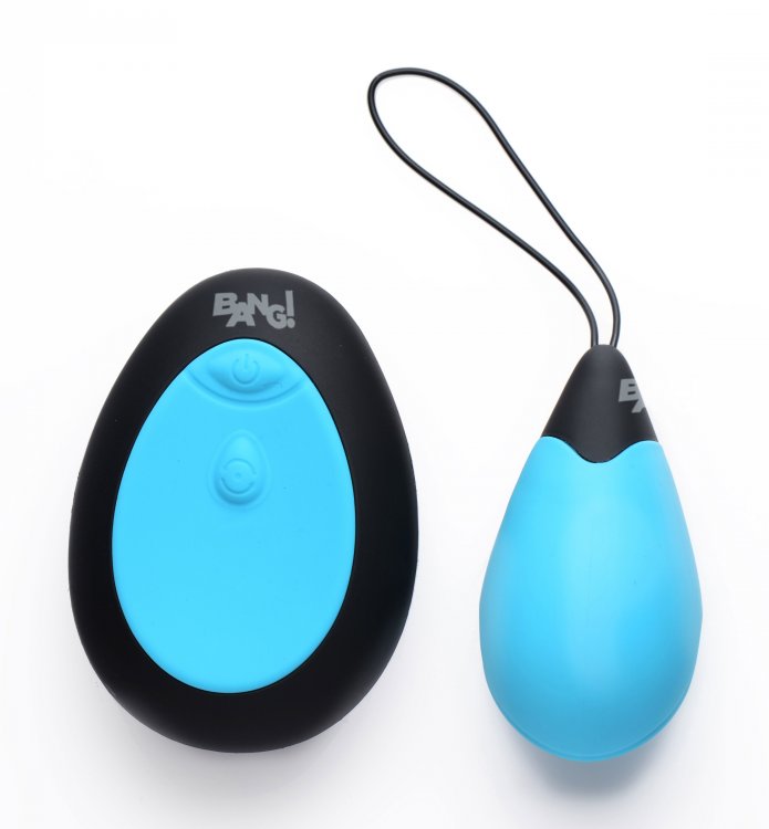 BANG! 10X VIBRATING SILICONE EGG W/ REMOTE BLUE