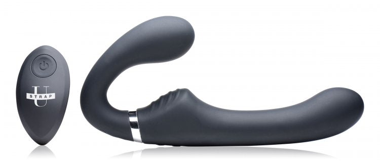 STRAP U MIGHTY RIDER 10X VIBRATING STRAPLESS STRAP-ON BLACK