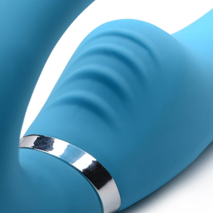 STRAP U MIGHTY RIDER 10X VIBRATING STRAPLESS STRAP-ON BLUE