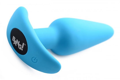 BANG! 21X VIBRATING SILICONE BUTT PLUG W/ REMOTE BLUE