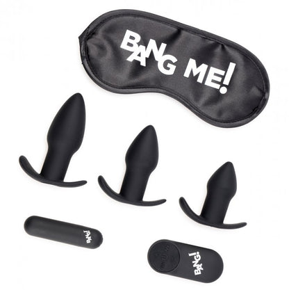 BANG! BACKDOOR ADVENTURE 3PC BUTT PLUG BULLET & BLINDFOLD KIT BLACK