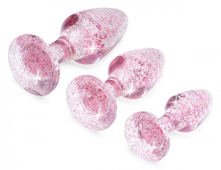 BOOTY SPARKS GLITTER GEM ANAL PLUG SET PINK