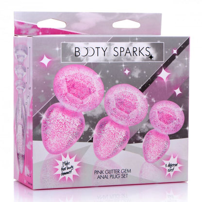 BOOTY SPARKS GLITTER GEM ANAL PLUG SET PINK