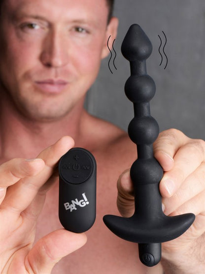 BANG! VIBRATING SILICONE ANAL BEADS & REMOTE BLACK
