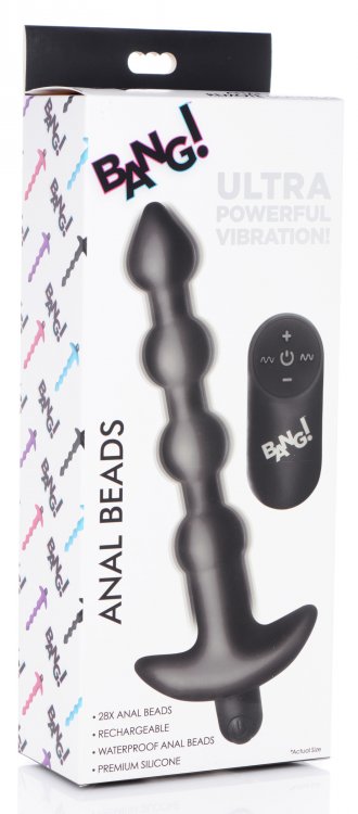 BANG! VIBRATING SILICONE ANAL BEADS & REMOTE BLACK