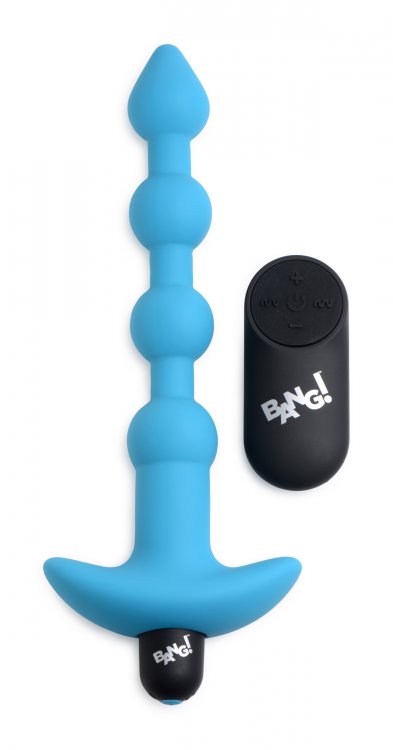 BANG! VIBRATING SILICONE ANAL BEADS & REMOTE BLUE