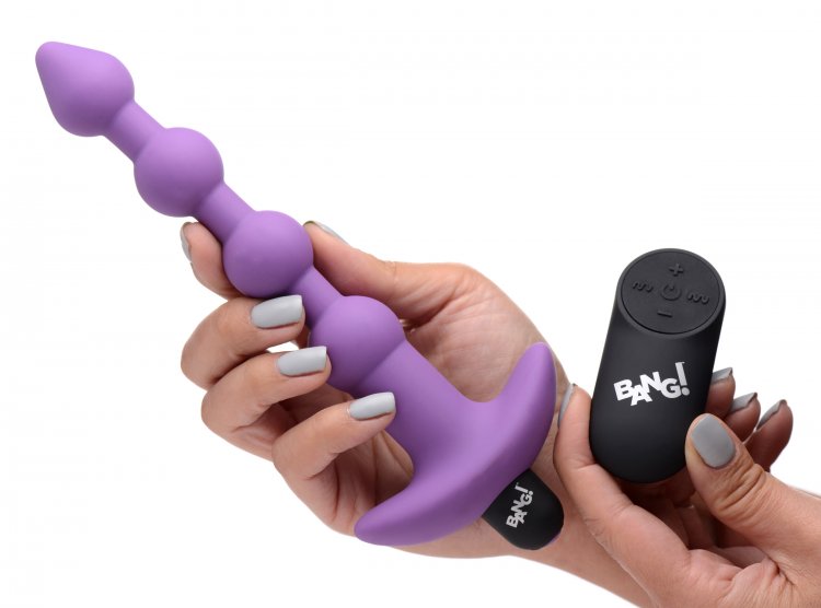 BANG! VIBRATING SILICONE ANAL BEADS & REMOTE PURPLE