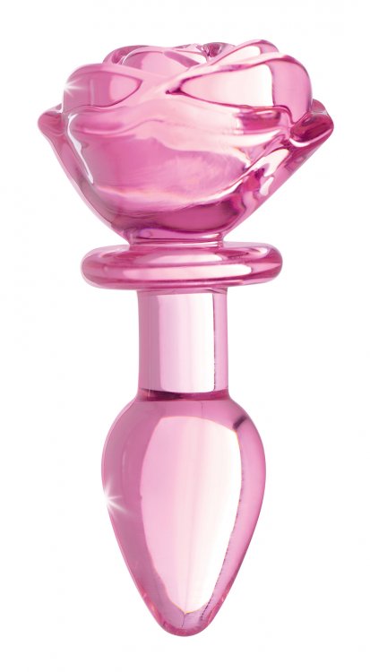 BOOTY SPARKS PINK ROSE GLASS SMALL ANAL PLUG