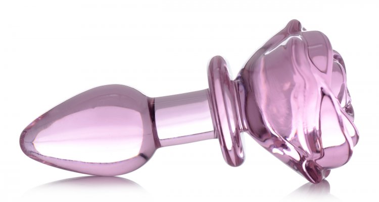 BOOTY SPARKS PINK ROSE GLASS SMALL ANAL PLUG