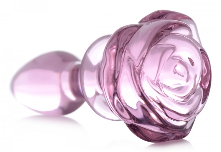 BOOTY SPARKS PINK ROSE GLASS SMALL ANAL PLUG