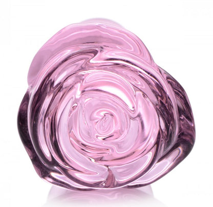 BOOTY SPARKS PINK ROSE GLASS SMALL ANAL PLUG
