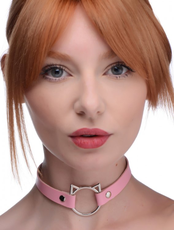 MASTER SERIES KINKY KITTY RING SLIM CHOKER PINK