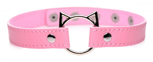 MASTER SERIES KINKY KITTY RING SLIM CHOKER PINK