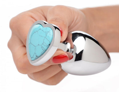 (D) BOOTY SPARKS GEMSTONES LA HEART ANAL PLUG TURQUOISE