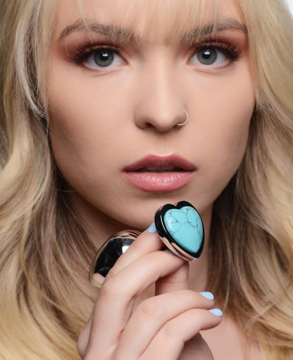 (D) BOOTY SPARKS GEMSTONES LA HEART ANAL PLUG TURQUOISE