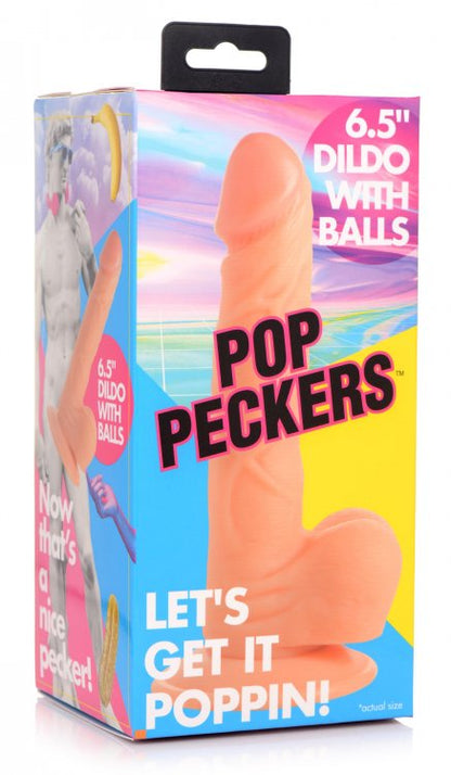 POP 6.5IN DILDO W/ BALLS LIGHT