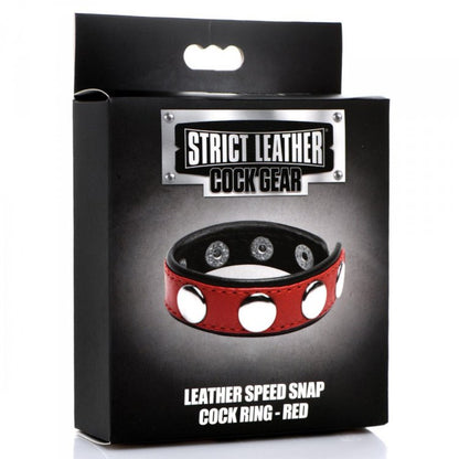 STRICT COCK GEAR LEATHER SPEED SNAP COCK RING RED