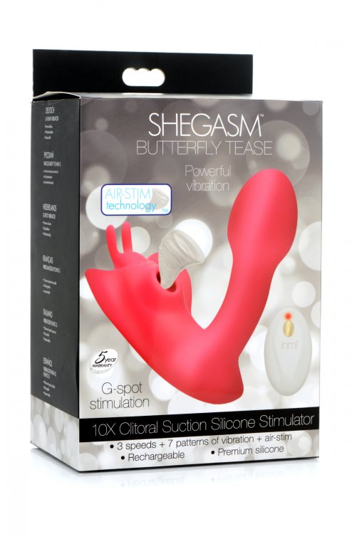 SHEGASM BUTTERFLY TEASE 10X CLIT SUCTION STIM W/ REMOTE