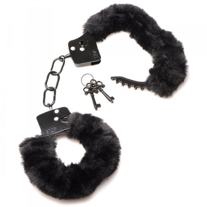 MASTER SERIES CUFFED IN FUR HANDCUFFS BLACK