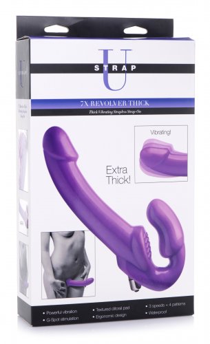 STRAP U 7X REVOLVER THICK VIBRATING STRAPLESS STRAP-ON PURPLE