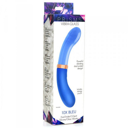PRISMS VIBRA-GLASS 10X BLEU DUAL ENDED GLASS G SPOT VIBE