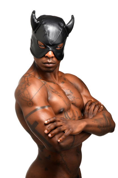 MASTER SERIES DUNGEON DEMON BONDAGE HOOD W/ HORNS