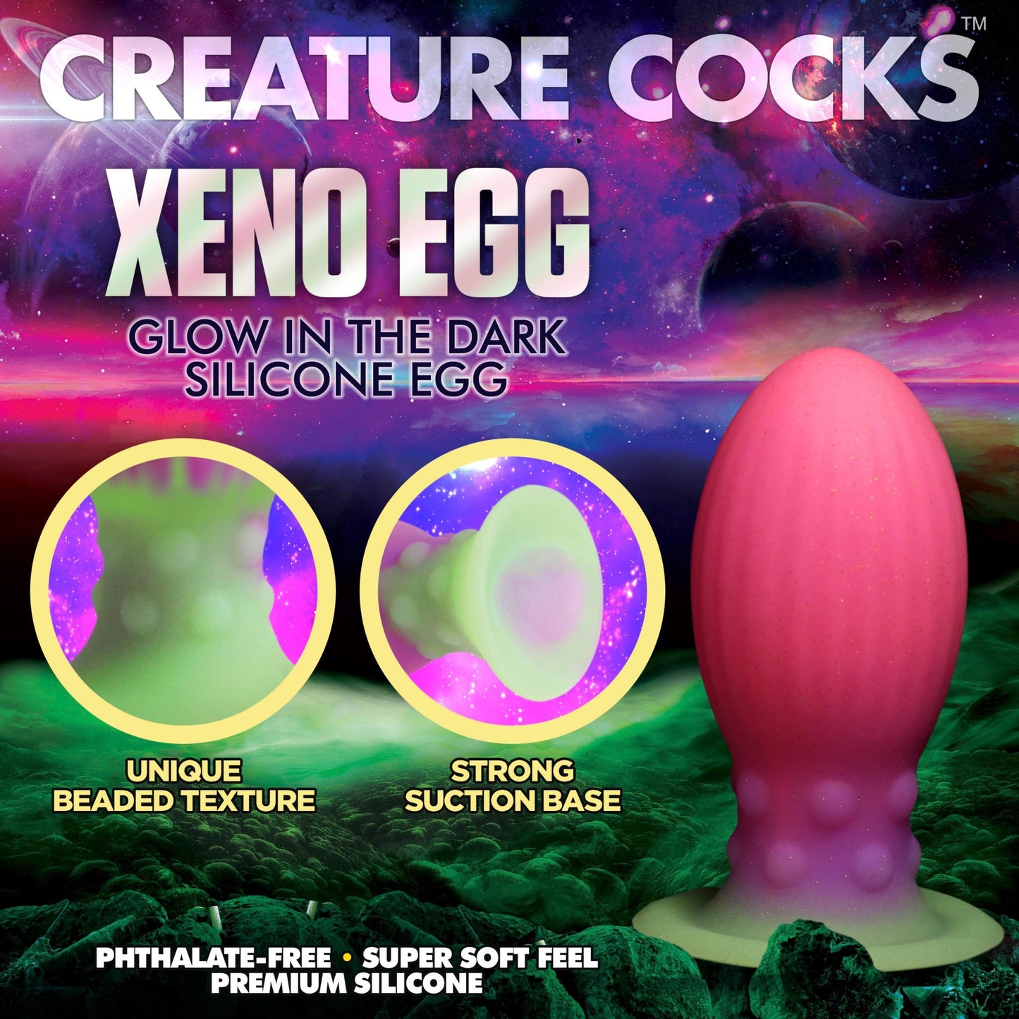 CREATURE COCKS XENO EGG GLOW IN THE DARK SILICONE EGG