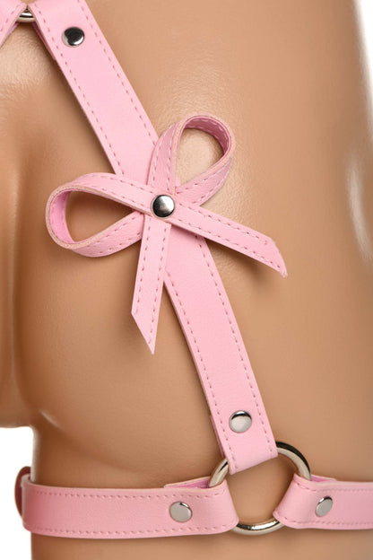 STRICT BONDAGE HARNESS W/ BOWS PINK XL/2XL