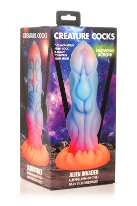 CREATURE COCKS ALIEN INVADER GLOW IN THE DARK DILDO