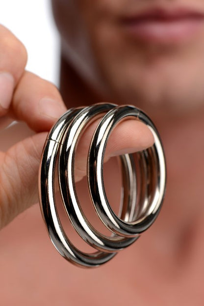 MASTER SERIES TRINE STEEL COCK RING SET