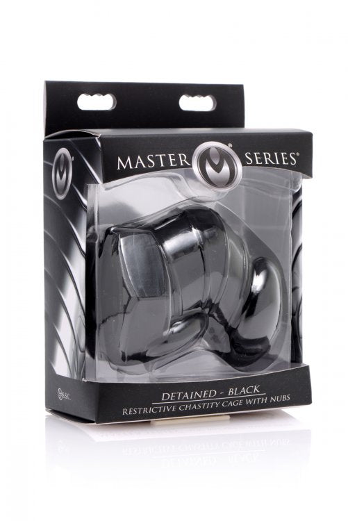 MASTER SERIES DETAINED BLACK RESTRICTIVE CHASTITY CAGE