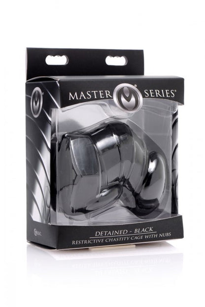 MASTER SERIES DETAINED BLACK RESTRICTIVE CHASTITY CAGE